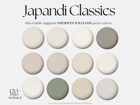 Sherwin-williams Japandi Classics Color Palette, 12 Sherwin Williams Paints for the Whole House, Neutral Modern Interior Design Collection - Etsy Japandi Color Palette, Sherwin Williams Paint Colors, Coastal Colors, Wall Trim, Wall Paint Colors, Color Pairing, Dream Spaces, Design Collection, Sherwin Williams