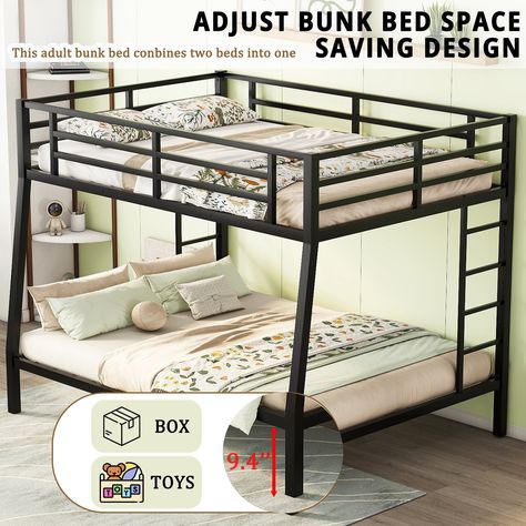 Zimtown Twin over Twin Steel Bunk Beds Frame, 78" x 42" x 65" with Ladder Bedroom Dorm Room for Kids Adult Children Ladder Bedroom, Beds Frame, Queen Bunk Bed, Queen Size Bunk Beds, Lower Bed, Bunk Bed Frame, Queen Bunk Beds, Metal Bunk Bed, Room For Kids