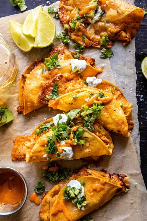 Crockpot Crispy Buffalo Chicken Tacos with Jalapeño Ranch. Half Baked Harvest Crockpot, Crispy Buffalo Chicken Tacos, Buffalo Chicken Crockpot, Crockpot Chicken Tacos, Jalapeño Ranch, Buffalo Chicken Tacos, Crockpot Buffalo Chicken, Tacos Recipes, Half Baked Harvest Recipes