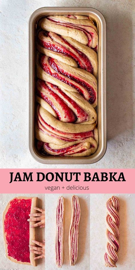 Jam donut babka (vegan) Desserts Thanksgiving, Easy Pudding Recipes, Jam Donut, Babka Recipe, Thanksgiving Menu Ideas, Easy Bread Recipes, Thanksgiving Menu, Baking Sweets, Menu Ideas