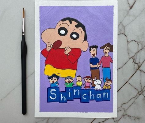 Shinchan Drawing, Diy Drawings, Polaroid Painting, Cartoon Wall Painting, Canvas Art Painting Acrylic, Ganesha Drawing, Drawing Collection, Doddle Art, Sinchan Cartoon