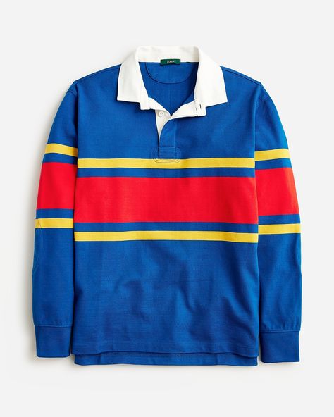 J.Crew: Rugby Shirt In Stripe For Men Mens Rugby Shirts, Adidas Rivalry Low, Fall Flannel, Blue Yellow Red, Blue Polo Shirts, Rugby Jersey, Champion Reverse Weave, Blue Polo, Crew Shirt