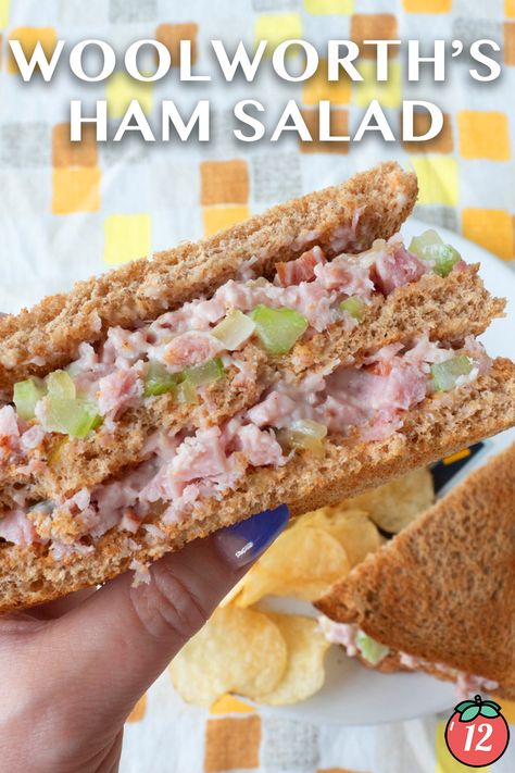 Woolworth’s Ham Salad | 12 Tomatoes Best Ham Salad Recipe, Classic Ham Salad, Best Ham Sandwiches Ever, Ham Salad Recipe Easy, Ham Salad Sandwich Recipe, Ham And Cheese Sandwiches Cold For Party, Woolworth Ham Salad Recipe, Ham Salad Tea Sandwiches, Party Ham Sandwiches