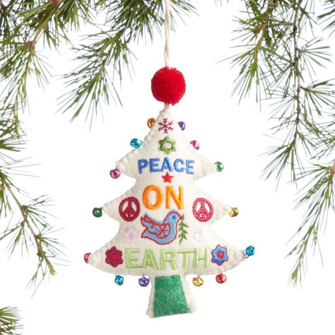 Symbols Of Peace, Christmas Dorm, Hippie Crafts, Garland Ideas, Food Ornaments, Unique Christmas Ornaments, Ornament Tree, Globe Ornament, Rainbow Paper