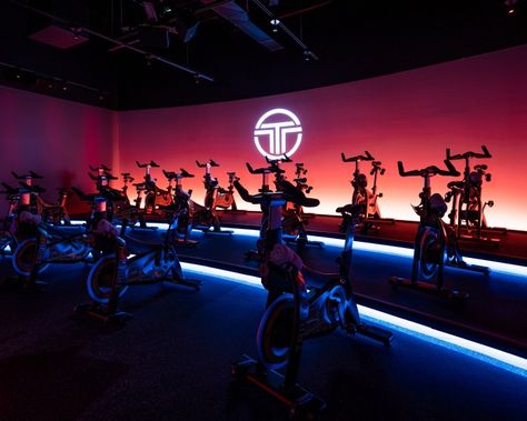 Spinning Room Design, Spin Studio Design, Spin Studio Design Ideas, Indoor Cycling Studio, Pilates Yoga Studio, Cycle Studio, Future Ceo, Fitness Center Design, Small Home Gym Ideas