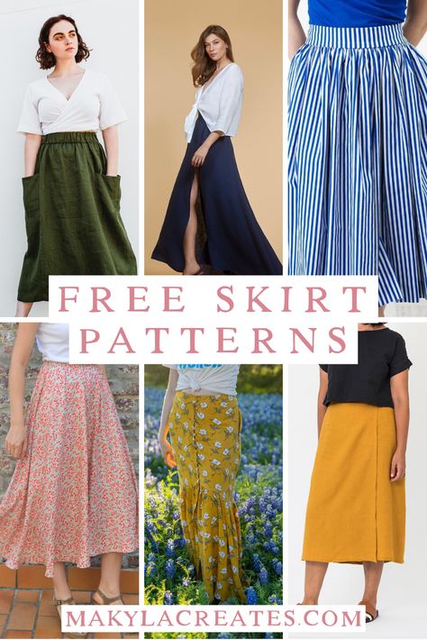 10+ Free Skirt Sewing Patterns - Makyla Creates Skirt Sewing Patterns, Free Skirt Pattern, A Line Skirt Pattern, Skirt Pattern Free, Skirt Patterns, Sewing Tops, Sewing Projects Clothes, Skirt Sewing, Handmade Wardrobe