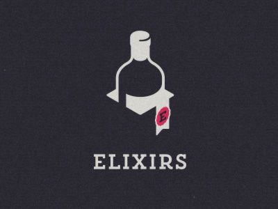 Elixir Logo Design, Elixir Logo, Bnb Logo, Simple Logo Inspiration, Therapy Logo, Bar Lounge Design, Mario Room, Logomark Design, Bottle Logo