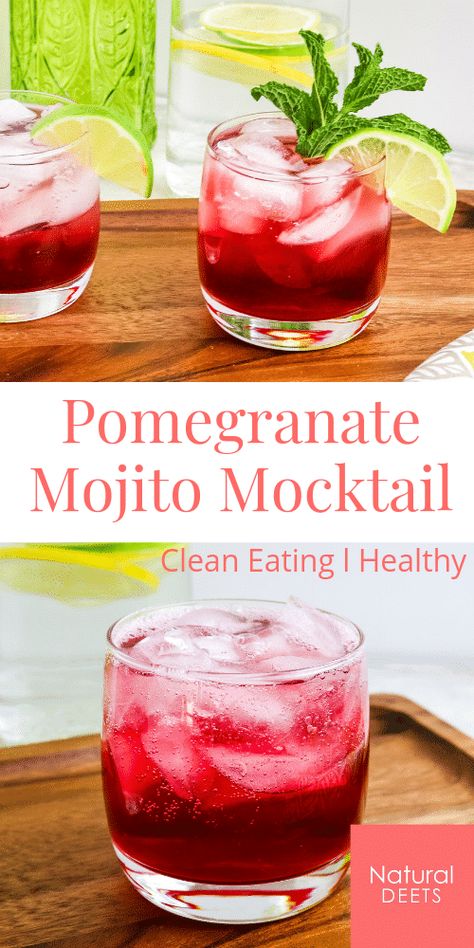 Virgin Mojito Recipe, Pomegranate Mocktail, Pomegranate Mojito, Refreshing Mocktail, Mocktail Drinks, Mojito Mocktail, Virgin Mojito, Alcohol Free Drinks, Drink Recipes Nonalcoholic