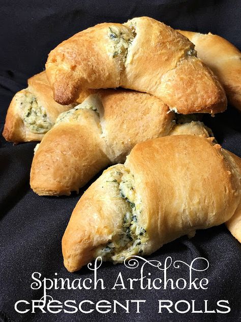 Olla-Podrida: Spinach Artichoke Crescent Rolls Vegetarian Nutrition, Pillsbury Recipes, Homemade Gnocchi, Crescent Roll Recipes, Crescent Roll, Vegetarian Appetizers, Spinach Artichoke, No Dairy Recipes, Starters Recipes