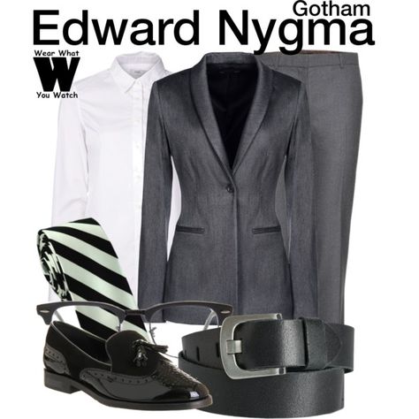 Gotham Aesthetic Outfit, Gotham Knights Suits, Villian Dress, Gotham Edward Nygma, Gotham Aesthetic, Edward Nygma Icons Gotham, Gotham Edward Nygma Season 1, Batman Halloween, Cory Michael Smith