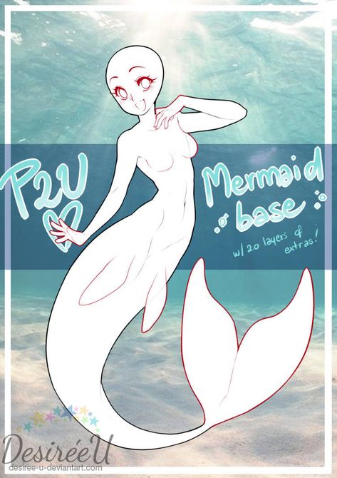 P2U Mermaid Base by DesireeU Mermaid Base, Mermaid Anime, Mermaid Pose, Anime Mermaid, Mermaid Drawings, Poses References, Mermaid Art, Art Base, Art Poses