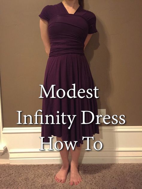 I think I may have just made my all time favorite dress.   It's fun and twirly, slinky and sexy, flatters my body, and I can wear it about... Infinity Dress With Sleeves, Convertible Dress Pattern, How To Wear Infinity Dress, Infinity Dress Patterns, Short Infinity Dress, Infinity Dress Ways To Wear, Diy Wrap Dress, Infinity Dress Styles, Whimsigoth Style