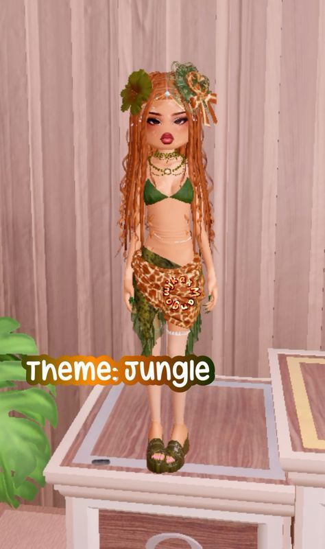 Dress To Impress Rain Forest, Dti Jungle Theme Outfits, Dti Tropical Theme Outfit, Jungle Outfit Ideas, Dress To Impress Rainforest Theme, Dti Dress To Impress Outfits, Rainforest Dti Outfit, Dress To Impress Theme One With Nature, Dti Theme Jungle