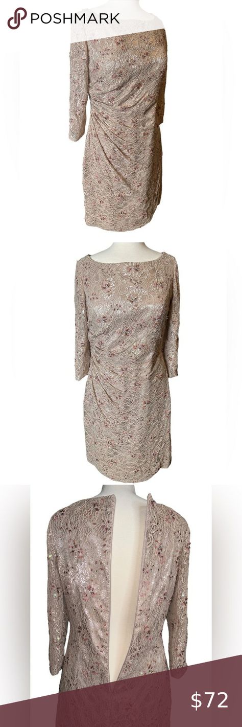 Alyce Paris Jean De Lys size 10 sequin dress mother of the bride pink high neck Dress Mother Of The Bride, Alyce Paris, Paris Dresses, Mother Of The Bride Dress, Boat Neckline, Mother Of The Bride Dresses, Bride Dress, Short Dress, Sequin Dress