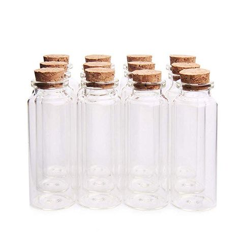 Amazon.com: Danmu 12Pcs 40ml 1.18" x 3.14" Mini Glass Bottles Jars with Wood Cork Stoppers: Gateway Message Bottle, Tiny Glass Jars, Mini Glass Jars, Baby Shower Favors Diy, Small Glass Jars, Small Glass Bottles, Glass Bottles With Corks, Favors Baby Shower, Mini Glass Bottles