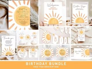 DesignMyPartyStudio - Etsy Cyprus Sunshine Baby Shower Invitations, Sunshine First Birthday, Here Comes The Son, Sunshine Birthday Parties, Sunshine Baby Shower, Sunshine Baby Showers, Sunshine Birthday, Boho Sun, Baby Shower Decorations For Boys