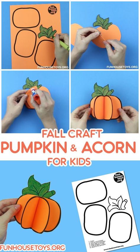 Pre K Construction Paper Crafts, 3d Pumpkins Construction Paper, Cute Pumpkin Craft, 3d Pumpkin Craft Preschool, Fall Crafts With Construction Paper, Construction Paper Crafts Thanksgiving, Construction Paper Pumpkin Crafts, Harvest Arts And Crafts For Kids, Pumpkin Patch Crafts For Kids