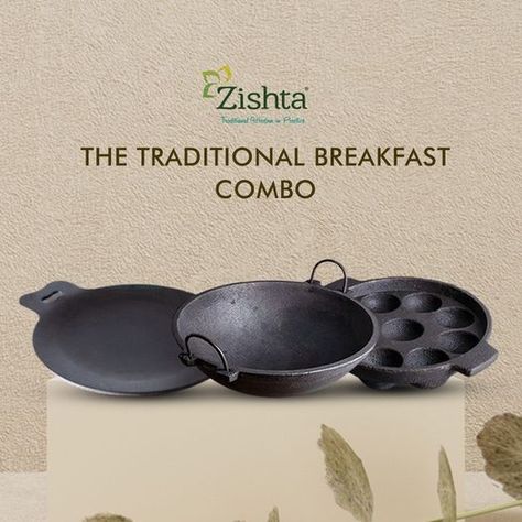 Indian Utensils, Cookware Essentials, Cast Iron Grill Pan, Kitchen Wear, Traditional Breakfast, Cast Iron Grill, Dutch Ovens, Iron Rich, Pooja Room Design