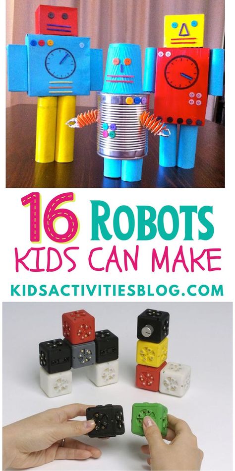 16 Robots Kids Can Make. Learn how to make robots easily! Seriously, we have found so many amazing ways to learn how to build robots. Kids of all ages, particularly older children like preschoolers, elementary ages kids, and middle aged kids, will love learning how to make robots. Whether you’re at home or in the classroom, these DIY robots are super fun to make. Robots Preschool, Make Your Own Robot, Robot Classroom, Robot Activity, Build Your Own Robot, Space Preschool, Build A Robot, Robot Craft, Lego Activities