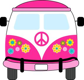 Peace Signs, Vw Bus, Peace Sign, Clip Art, Signs, Van, Flowers, Pink, Art