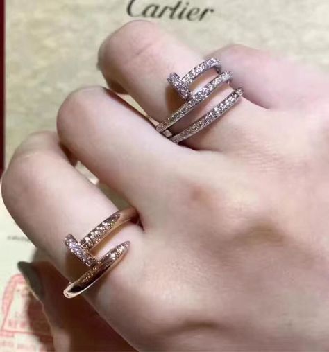 Perfect Cartier Double Nail 925 Silver Ring-Diamond Cartier Silver Ring, Cartier Nail Ring, Cartier Diamond, Mens Designer Belts, Luxury Engagement Rings, Jewelry Mens, Nail Ring, Designer Belts, Luxury Rings