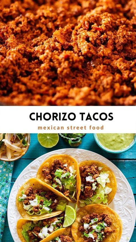 Chirozo Recipes, Chorizo Recipes Dinner, Taco Dinner Recipes, Tacos For Dinner, Homemade Chorizo, Chorizo Tacos, How To Cook Chorizo, Taco Dinner, Chorizo Recipes