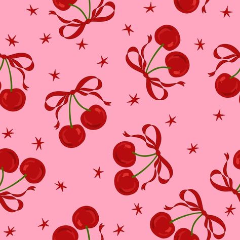 Coquette Background, Ribbons Coquette, Cherry Illustration, Cherry Christmas, Pajamas Pattern, Barbie Wallpaper, Cherry Tea, Cherry Pattern, Pajama Pattern