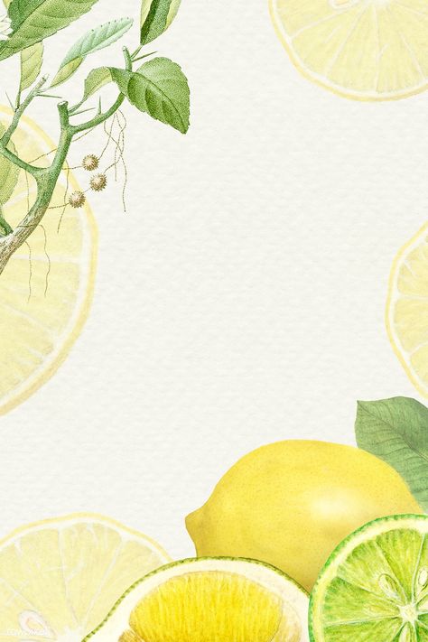 Hand drawn natural fresh lemon patterned frame | premium image by rawpixel.com / Donlaya Food Background Wallpapers, Sabun Mandi Cair, Lemon Background, Lemon Painting, Hand Images, Watercolor Fruit, Lemon Patterns, Frame Vector, Food Backgrounds