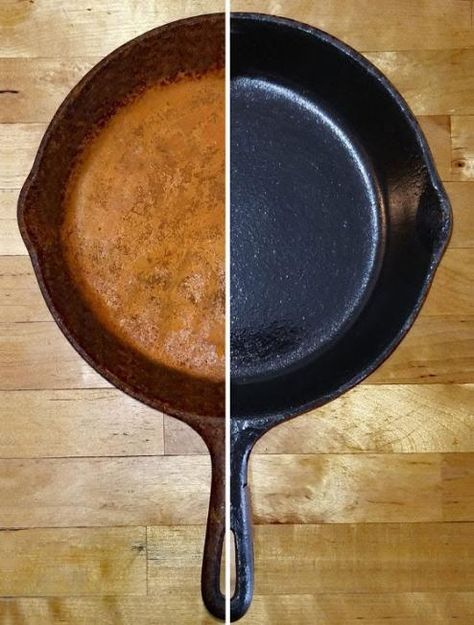 Cleaning Rusty Cast Iron, Rusted Cast Iron Skillet, Clean An Iron, Rusty Cast Iron Skillet, Cleaning Cast Iron Pans, Restore Cast Iron, Cleaning Cast Iron Skillet, Season Cast Iron Skillet, Cast Iron Skillet Cooking