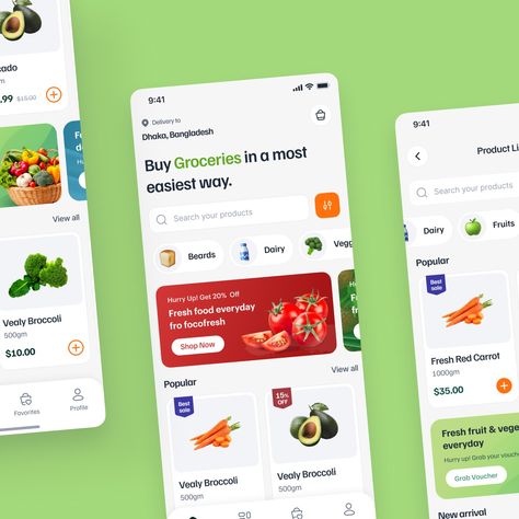🚀 Presenting the "Focofresh" grocery shopping mobile app, designed to provide users with an easy, convenient, and efficient way to purchase groceries. This app aims to revolutionize the online grocery shopping experience by offering a user-friendly interface, seamless navigation, and a comprehensive product catalog. Key Features: 👉 User-Centric Design: Focuses on providing a seamless and intuitive user experience. 👉 Comprehensive Product Details: Provides all necessary information for info... Supermarket App, Grocery Website, Grocery Shopping App, Red Carrot, Groceries App, Admin Dashboard, Chair Ideas, Buying Groceries, Online Grocery Shopping