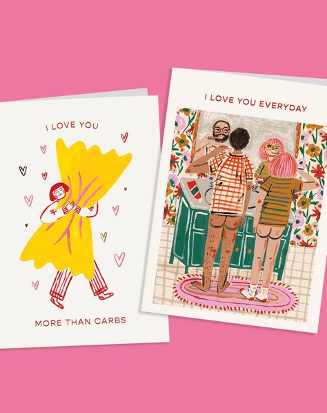 A few Valentine's Day cards available from @ohhdeer ! . . . #valentinesday #marriage #carbs #greetingcards Scrapbook Cards Ideas, Birthday Card Illustration, Cards Illustration, Valentine Poster, Birthday Vibes, Greeting Card Inspiration, Pop Illustration, Valentines Day Card, Valentine's Day Cards