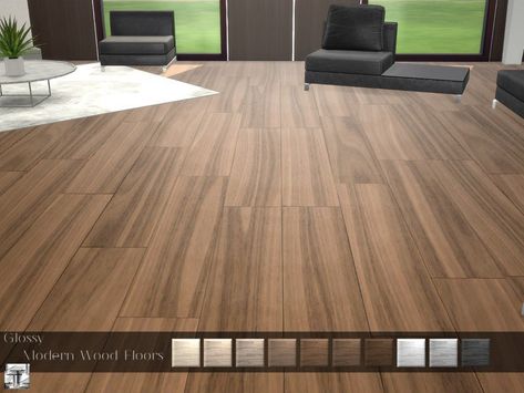 Glossy Modern Wood Floor - The Sims 4 Catalog Modern Wood Floor, Modern Wood Floors, Die Sims 4, Mod Furniture, Sims 4 Bedroom, Play Sims, Casas The Sims 4, Sims 4 Gameplay, 4 Wallpaper