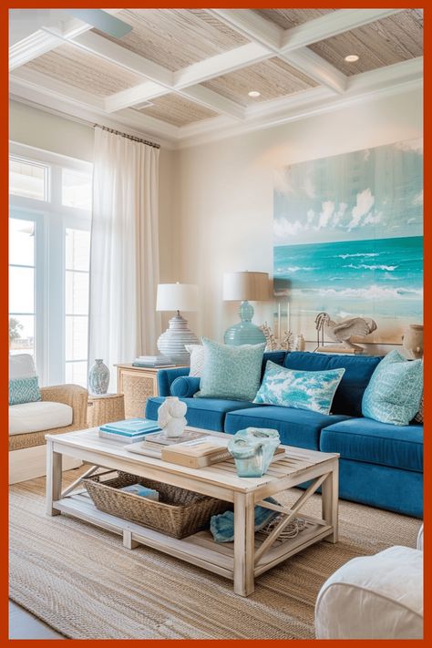 Capture the essence of the beach in your living room with these coastal-inspired designs. Beach Decor Living Room, Living Room Transformation, Beach House Living Room, Motivational Decor, White Sheer Curtains, Coastal Retreat, Coastal Living Room, Décor Boho, White Living