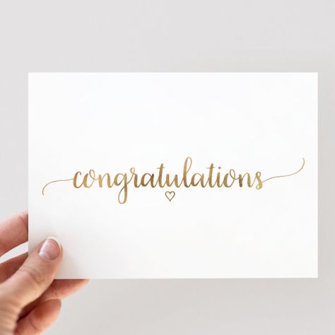 Simple Gold Calligraphy Congratulations Card Congratulations Calligraphy Card, Congratulations Calligraphy, Congratulations Typography, Engagement Congratulations, Happy Engagement, Calligraphy Cards, Gold Calligraphy, Happy Ganesh, Calligraphy Wedding Invitation