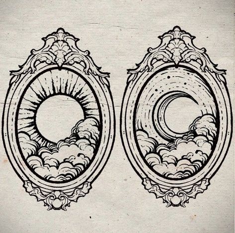 Rabbit Hole Tattoo Ideas, Illustrative Sun Tattoo, Big Aesthetic Tattoos, Moon Aesthetic Doodle, Sun Tarot Tattoo Design, Art Theme Tattoo, Sun Drawings Aesthetic, Illustration Practice Ideas, Mystical Drawings Easy