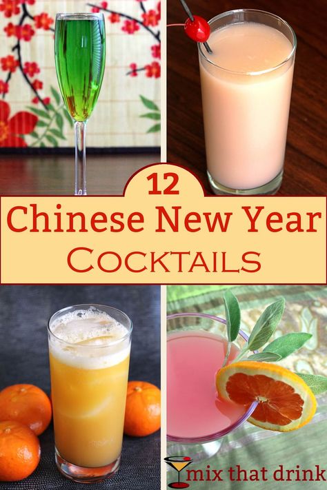 Chinese New Year is a Spring Festival about sweeping away negativity welcoming good fortune. Celebrate with one of our best Chinese New Year Drinks, which feature traditional flavors like lychee and orange. New Year Drinks, Chinese New Year Desserts, Chinese Drink, Chinese New Year Eve, New Year's Drinks, Chinese New Year Traditions, New Years Cocktails, Chinese Party, Chinese New Year Food