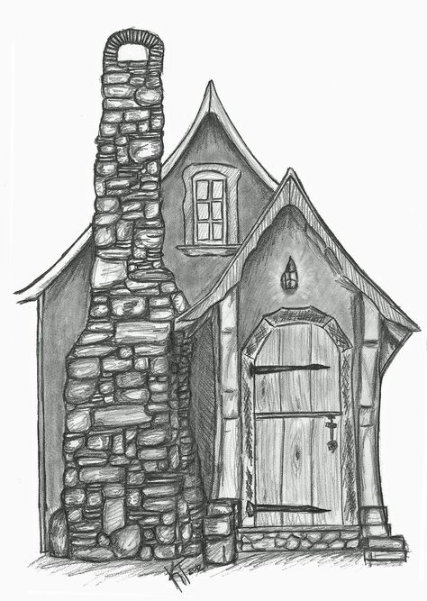 Inside Cottage Drawing, Cottage Outline Drawing, Cottage House Drawing Sketch, Storybook Cottage House Plans, Cottage Drawing Fairytale, Fairy House Drawing Cottages, Cottage Drawing, Dream House Drawing, Tree House Drawing