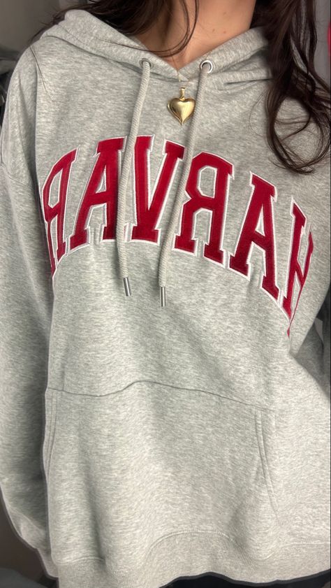 Harvard Hoodie, Varsity Hoodie, Varsity Letter, Red Hoodie, Oversized Sweatshirt, Red And Grey, Grey Hoodie, Grey Sweatshirt, Everyday Outfits