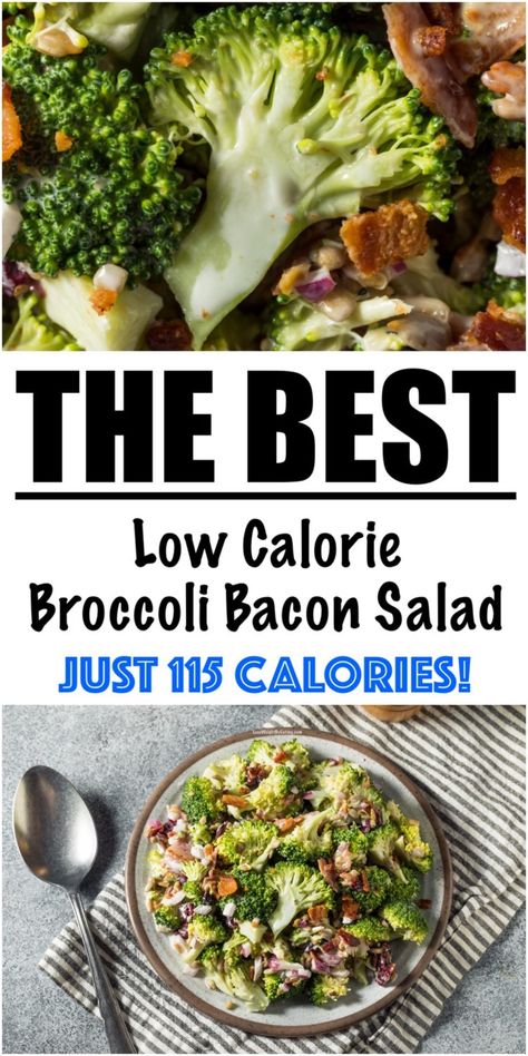 Easy Cold Broccoli Salad with Bacon Recipe - Lose Weight By Eating Keto Broccoli Salad With Bacon, Cold Broccoli Salad With Bacon, Ww Broccoli Salad, Low Calorie Broccoli Salad, Weight Watchers Broccoli Salad, Low Calorie Broccoli Recipes, Low Calorie Salad Recipes, Cold Broccoli Salad, Broccoli Salad Recipe Easy