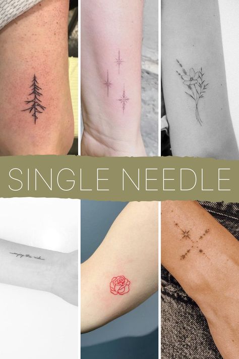 Single Needle Tattoos - TattooGlee Cute Single Needle Tattoos, Tiny Single Needle Tattoo, Single Needle Tattoo Sleeve, Fine Needle Tattoo, Space Needle Tattoo Simple, Single Needle Tattoo Ideas, Lion Arm Tattoo, Shoulder Arm Tattoos, Needle Tattoo