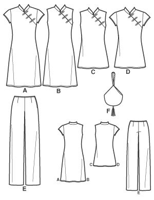 free sewing patterns | New Look 6812 - Misses Dresses, Tunics, Pants and Purse Qipao Sewing Pattern, Cheongsam Sewing Pattern, Free Tunic Sewing Pattern, Tunic Sewing Patterns For Women, Chinese Dresses Pattern, Cheongsam Pattern, Tops Sewing Patterns, Medieval Dress Pattern, Qipao Pattern