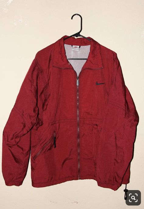 Red Windbreaker Outfit, Windbreaker Outfit Ideas, Nike Windbreaker Outfit, Red Nike Jacket, Nike Vintage Windbreaker, Clyde Donovan, Windbreaker Outfit, Oxenfree, Gymwear Outfits