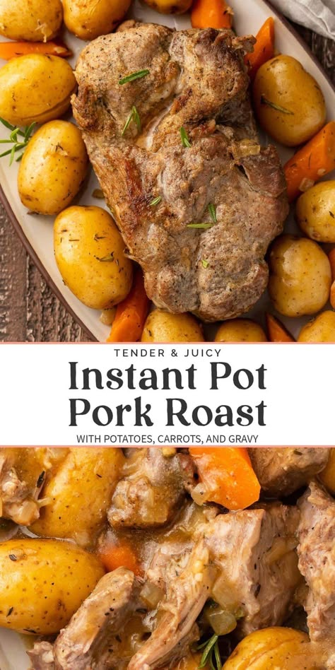 Pork Roast Recipes Instapot, Instant Pot Pork Roast Recipes, Pork Roast Instant Pot, Pork Roast With Potatoes, Instant Pot Pork Roast Recipe, Roast With Potatoes And Carrots, Pork Pot Roast, Beef Seasoning, Pork Sirloin Roast