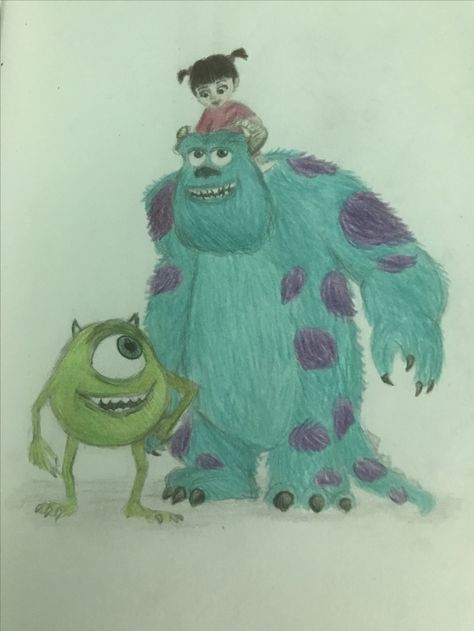 Monsters inc, Sully, Mike, boo, drawing Sully And Boo Drawing, Mike And Sully Drawing, Monster Ink Drawing, Boo Monsters Inc Drawing, Sully Monsters Inc Drawing, Sully Painting, Sully Drawing, Cruise Drawing, Monsters Inc Drawing