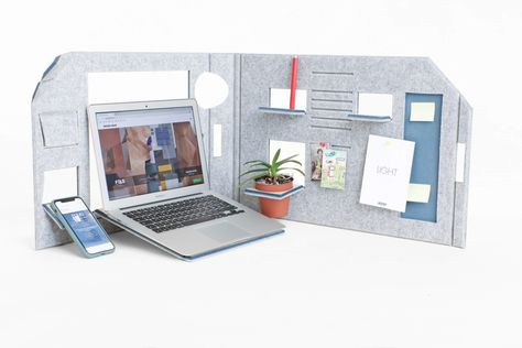 Wood-skin unveils Foldable Office on Kickstarter - DesignWanted : DesignWanted Portable Work Station, Portable Office Workstation, Portable Office Ideas, Foldable Workstation, Origami Products, Organize Workspace, Portable Workspace, Desktop Shelves, Portable Workstation