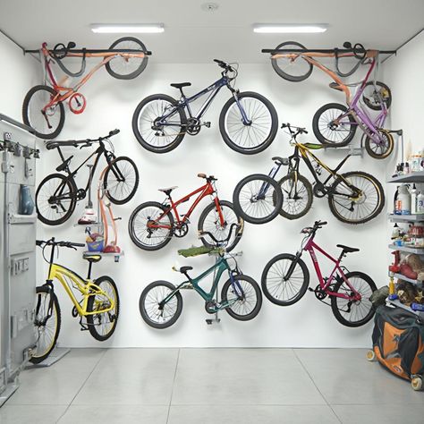 🚲 Transform Your Family's Bike Storage Game! Is your garage drowning in a sea of kids' bikes? We've got the perfect solutions to turn that chaos into calm! 🏡 Ever wondered how to keep multiple bikes organized while making them easily accessible for your little riders? Here's your ultimate guide to family bike storage! ✨ Smart Storage Solutions: 🔹 Wall-mounted racks with colorful hooks 🔹 Space-saving vertical systems 🔹 Floor stands for easy access 🔹 Ceiling-mounted pulleys 🔹 Weather-protec... Kids Bike Storage, Helmet Storage, Bike Storage Garage, Bike Storage Solutions, Family Bike, Clever Kids, Colorful Baskets, Garage Bike, Bike Safety