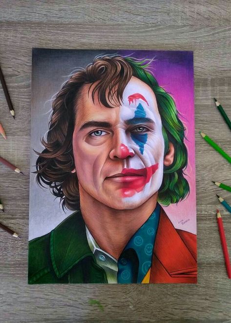 Joker Realistic Drawing, Joaquin Phoenix Joker Drawing, Joaquin Phoenix Joker, Joker Drawing, Joker Painting, Marvel Art Drawings, Avengers Drawings, Joker Drawings, Prismacolor Art