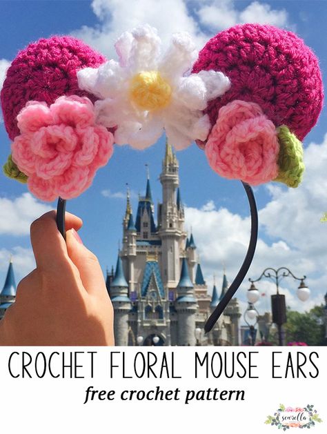 Disney Crochet Patterns, Crochet Disney, Crochet Headband Pattern, Crochet Mouse, Pola Amigurumi, Crochet Hair Accessories, Mickey Mouse Ears, Headband Pattern, Disney Ears