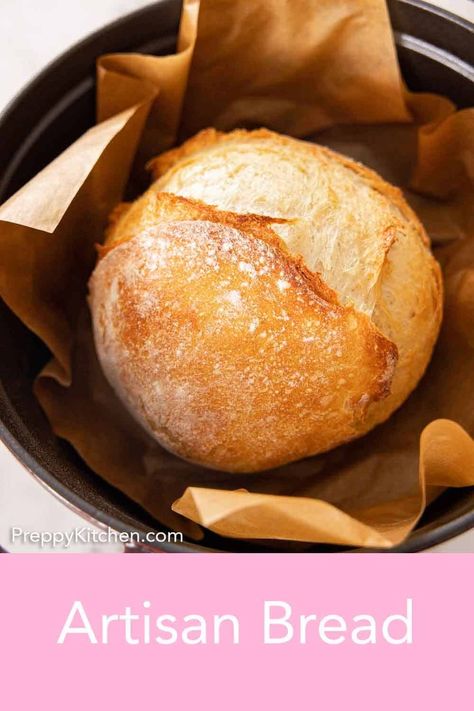 This easy homemade Artisan Bread recipe only requires 4 simple ingredients to make! This crusty bread recipe will be the easiest yeast bread you’ll ever make. You don’t even need a mixer to make this bread with its thick, crispy crust and chewy crumb. It’s a forgiving recipe that comes out perfect every time, excellent for beginners or pros who want a flavorful bread recipe. Artesian Bread, Homemade Artisan Bread, Artisan Bread Recipe, Crusty Bread Recipe, Chewy Bread, Artisan Bread Recipes, Yeast Bread Recipes, Leftover Bread, Yeast Bread