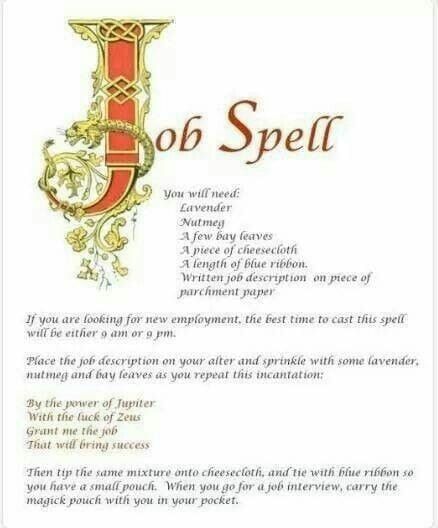 Job Spell, Luck Spells, Wiccan Witch, Magick Spells, Wiccan Spell Book, Book Of Shadow, Wicca Witchcraft, Witch Spell, Money Spells